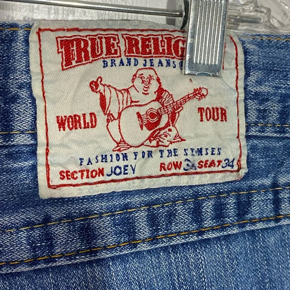 Y2K True Religion Joey Distressed Cut Off Cuffed Jean Shorts USA MADE Vintage 34